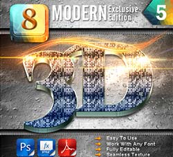 PS图层样式－8个时髦的3D文本特效：8 Modern 3D Exclusive Edition Vol.5